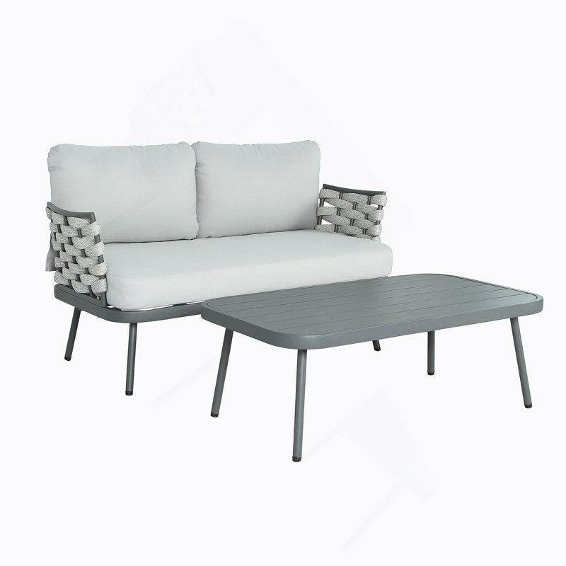 Causeuse et table en acier, gris, Gris, Gris