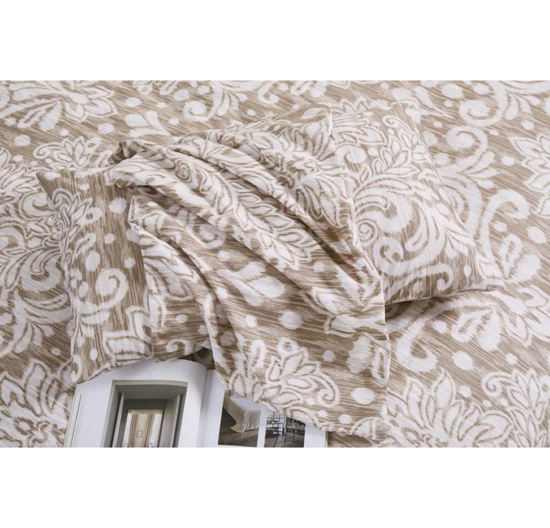 McTeer Duvet Cover Set with Pillowcases Included, Kingsize - 2 Standard Pillowcases, Damask, Royal Beige