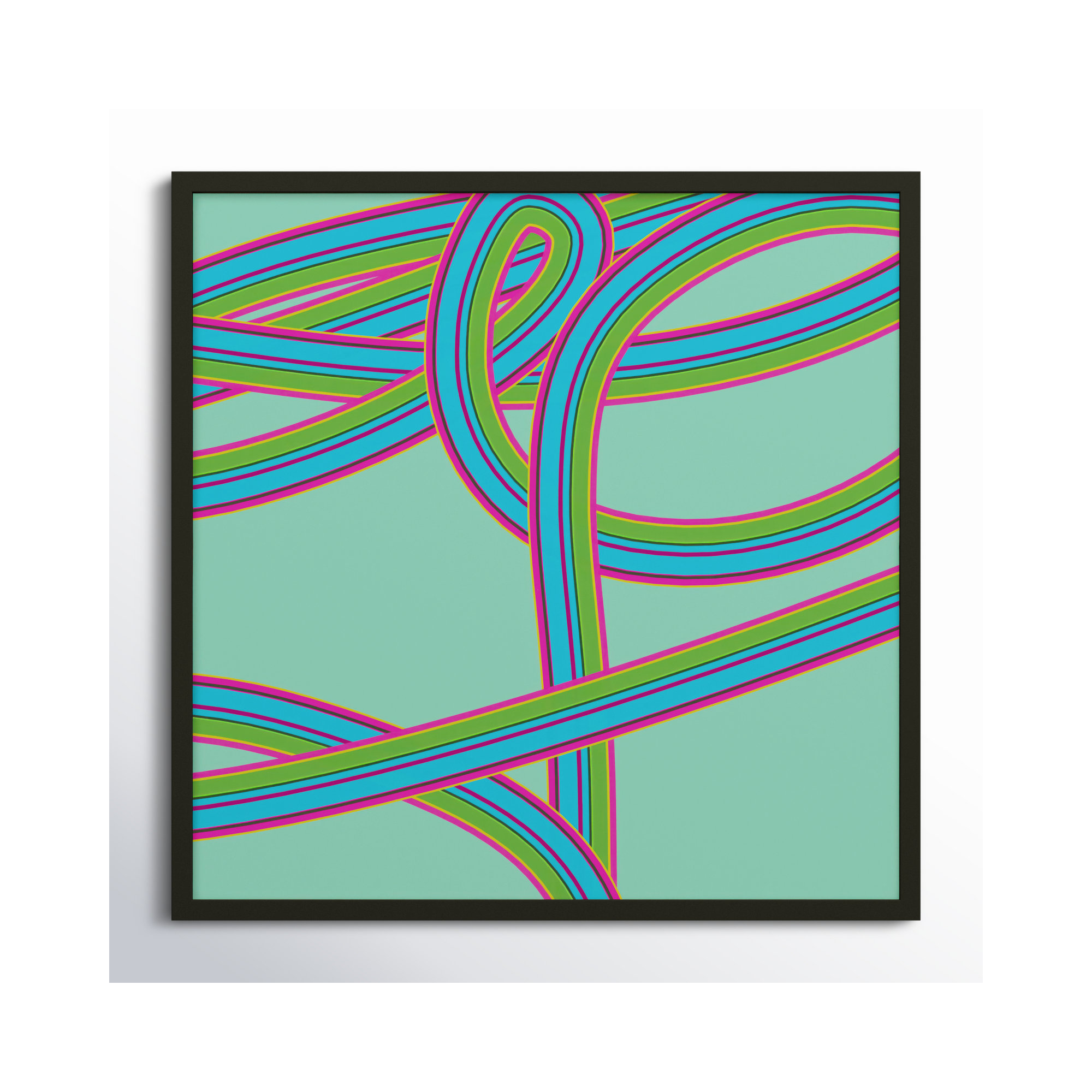 Turquoise Twist by Jacques Pilon, Black, 36" H x 36" W x 1.25" D