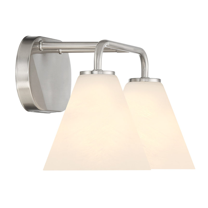 Falbo 2-Light Bathroom Vanity Light in Satin Nickel, 8" H x 15.5" W x 15.5" D, Satin Nickel, 2 Lights