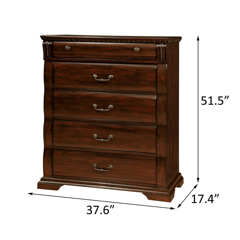 Commode 5 tiroirs l 37,6 po cerise