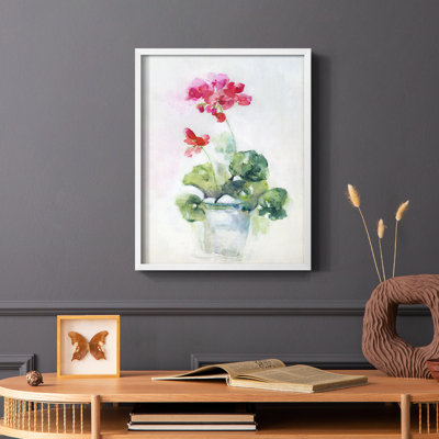«Soft Geranium I», reproduction encadrée - bois massif