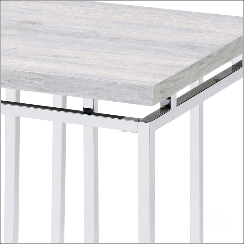 Natural Oak And Chrome Finish End Table