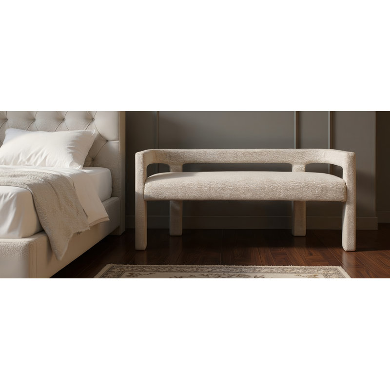 Cedernier 67" Boucle Bench, Cream Boucle Fabric