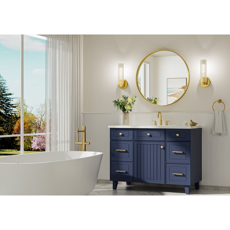 Miroir de salle de bain Valancia, Doré, 30 po x 30 po