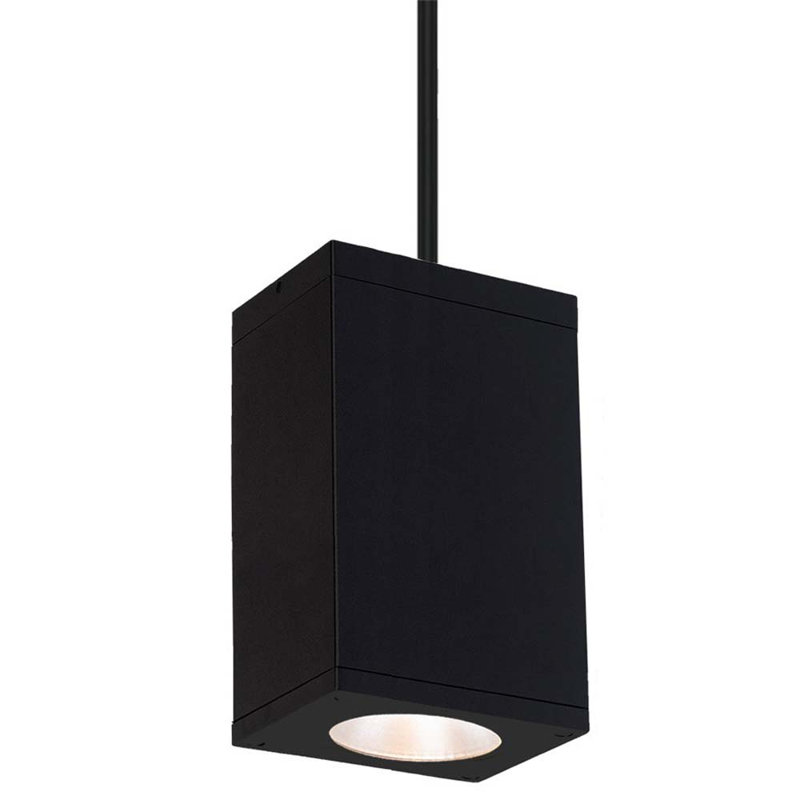 Cube LED Outdoor Pendant, Black, 3500K 85 CRI, Narrow Beam - 30 Degrees