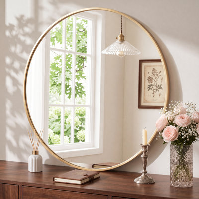 Miroir mural rond en métal