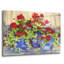 Art mural en verre Epic Art «Red Geraniums with The Blues» par Kathleen Parr, 36 po x 24 po-1312300283