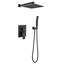 Pomme de douche murale noire matte de 12 po - Buse autonettoyante pour l'eau non obstruée
