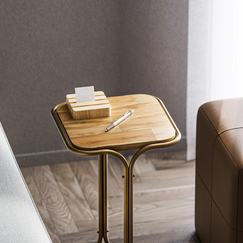 Glorias End Table, Natural, Gold