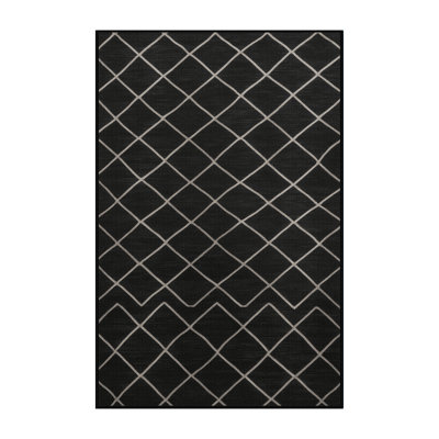 Machine Washable Trellis Gray Area Rug