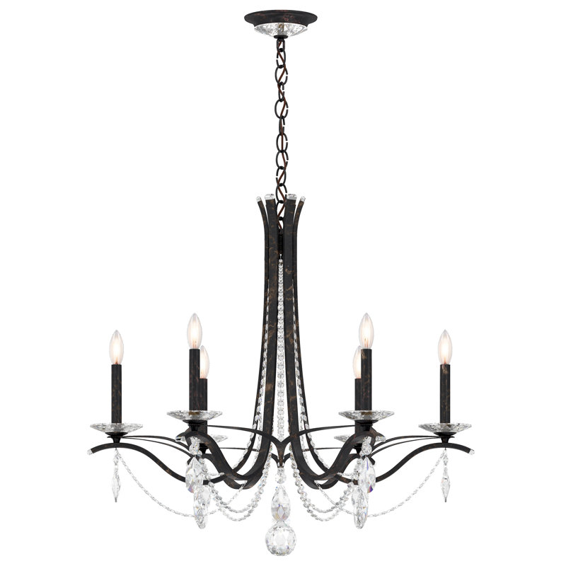 Vesca 6 - Light Chandelier, Heirloom Gold, Radiance Crystal