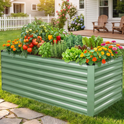 6 ft. x 3 ft. x 2 ft. Galvanized Steel Raised Garden Bed, Extra-Deep Outdoor Metal Planter Box For V