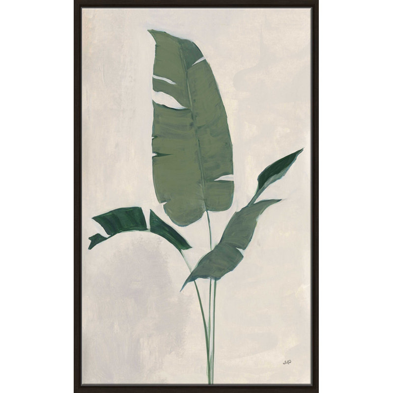 Palmier botanique II - Peinture, L 21,5 po x H 33,5 po, Encadrement brun