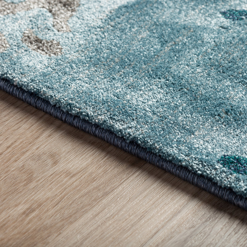 Tapis ombré bleu / gris Jamari, Rectangle 7 pi 10 po x 10 pi 7 po