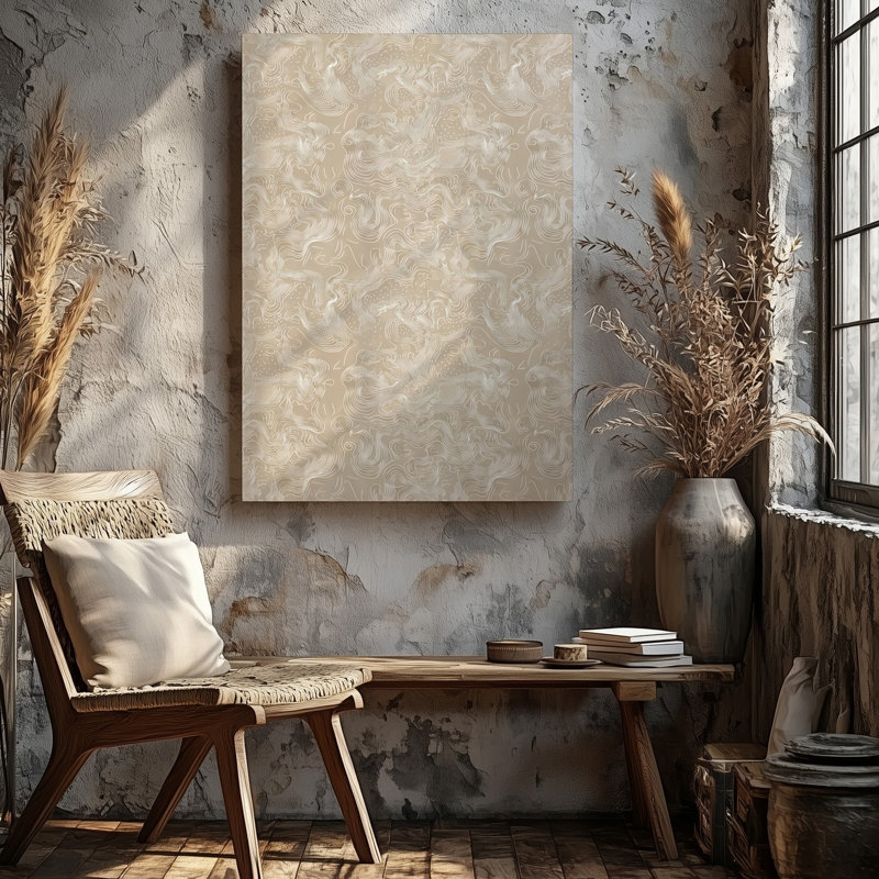 La toile crée un motif sans couture mettant en vedette un dessin abstrait d'art mural organique aux lignes fluides aux largeurs variables