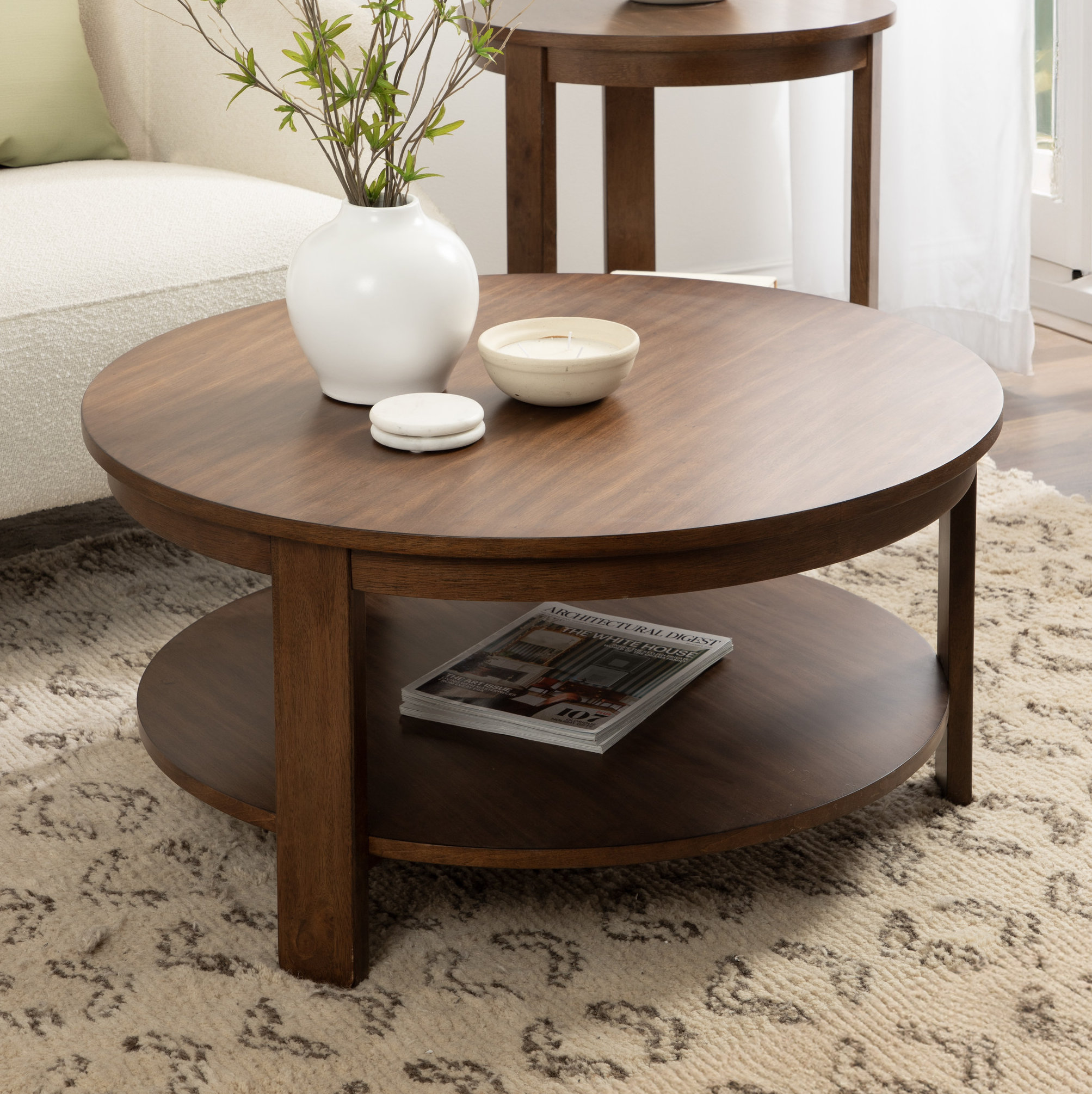 Aamnah Prayash Tiered Round Living Room Coffee Table