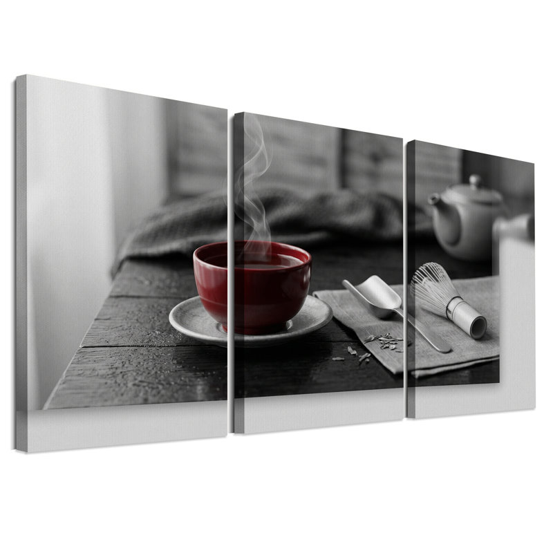Ensemble de 3 bols de thé rouge avec fouet en bambou et cuillère, H 30 po x l 20 po x 3 pièces