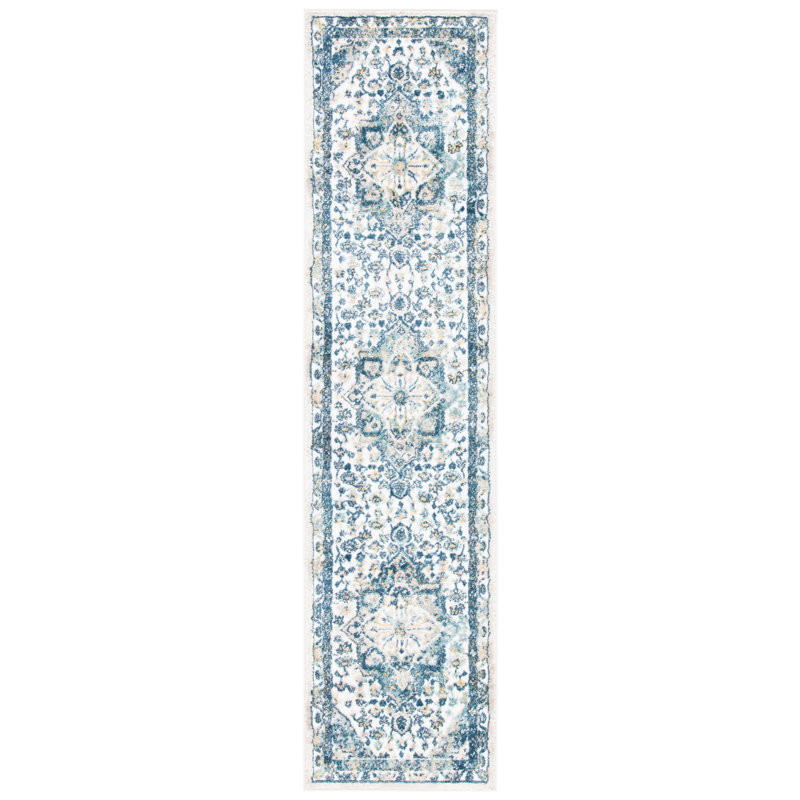 Tapis oriental bleu marine Dewberry, Tapis de couloir 2 pi 2 po x 9 pi
