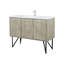 Meuble-lavabo rustique en acacia 48 po X P 20 po D, dessus en quartz blanc et robinet en nickel brossé-117980250