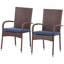 Ensemble de 2 chaises de salle à manger en rotin PE avec coussins Outsunny