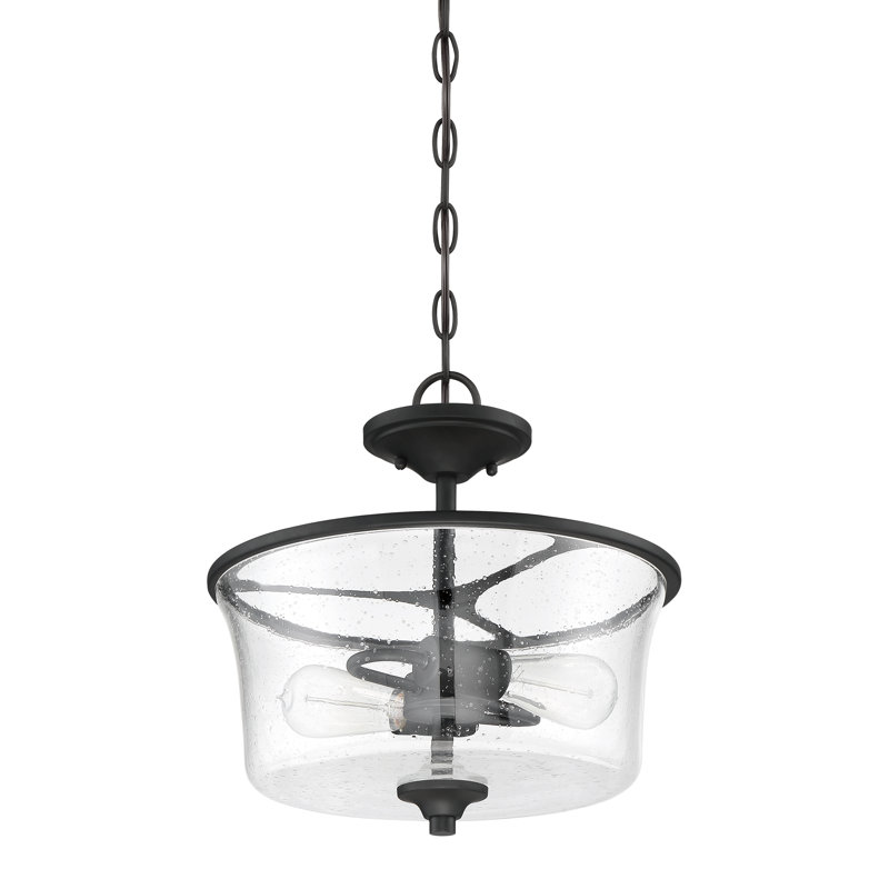 Wiggins 2 - Light Dimmable Drum Chandelier, Clear Seeded, Flat Black