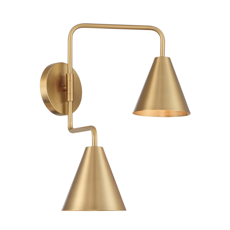 Emilyne 2-Light Adjustable Wall Sconce in Brass, Brass