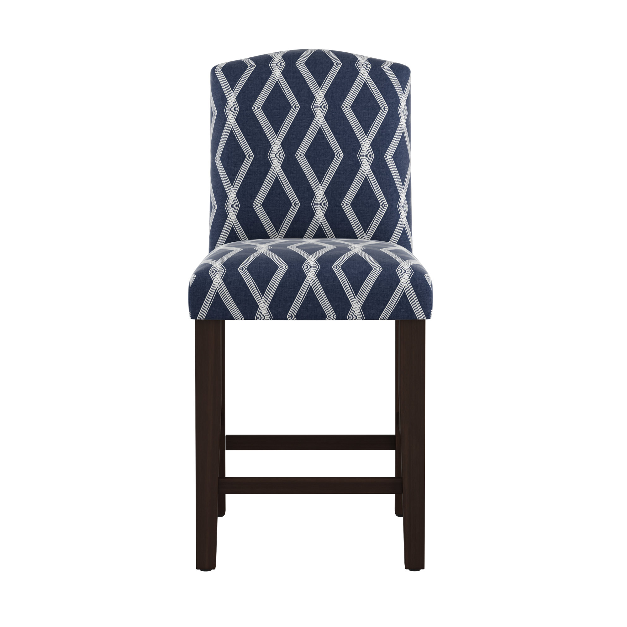 April Upholstered Stool, Black Wood, Crossweave Blue, Counter Stool (26” Seat Height)