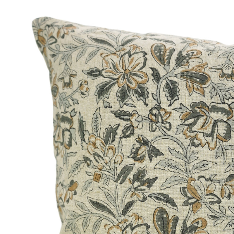 Housse de coussin Fabcline en lin pur, décor maison de campagne (Kudrat, gris), H 22 po x l 22 po, Carré