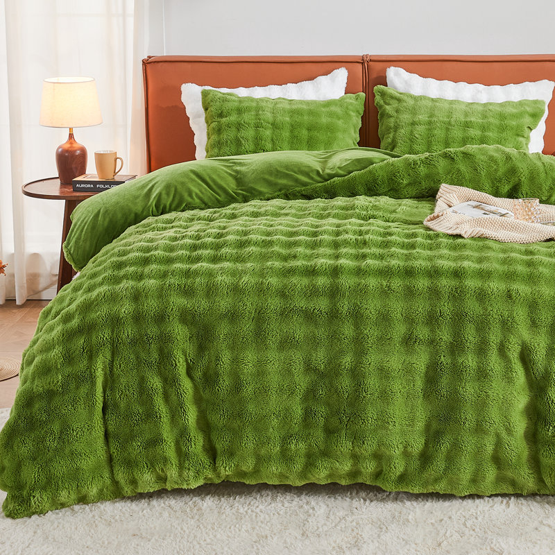 EMME Luxury Elegant Shaggy Bubble Bedding Sets，Faux Fur Duvet Cover  , 2/3 Pieces Soft Fluffy Comforter Cover, Cozy Warm for Winter