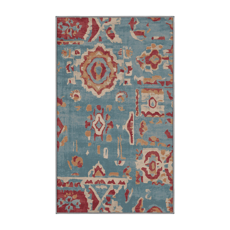 Machine Washable Gray Area Rug, Rectangle 3' x 5'