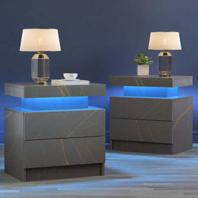 LED Nightstand with Drawers