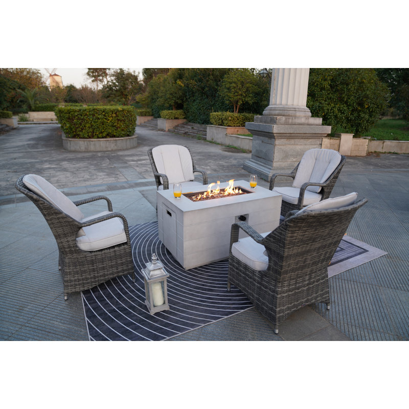 Algird Wicker 4 - Person Patio Conversation Set with Cushions