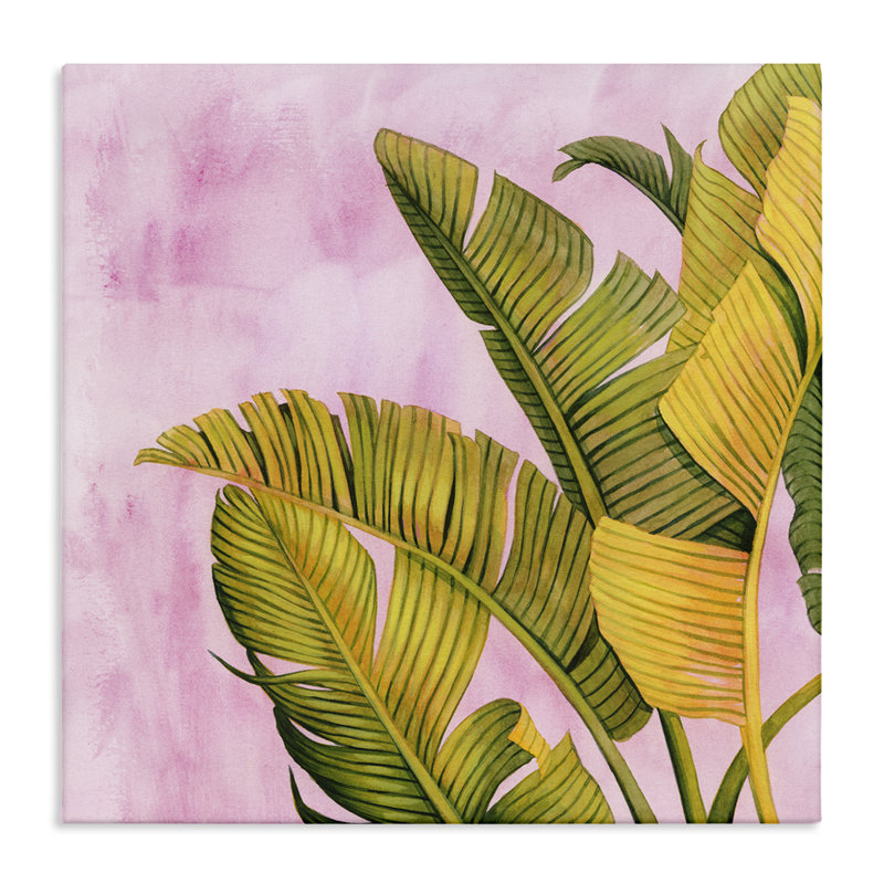 «Leafy Pink & Palms», art mural par Grace Popp, H 36 po x l 36 po