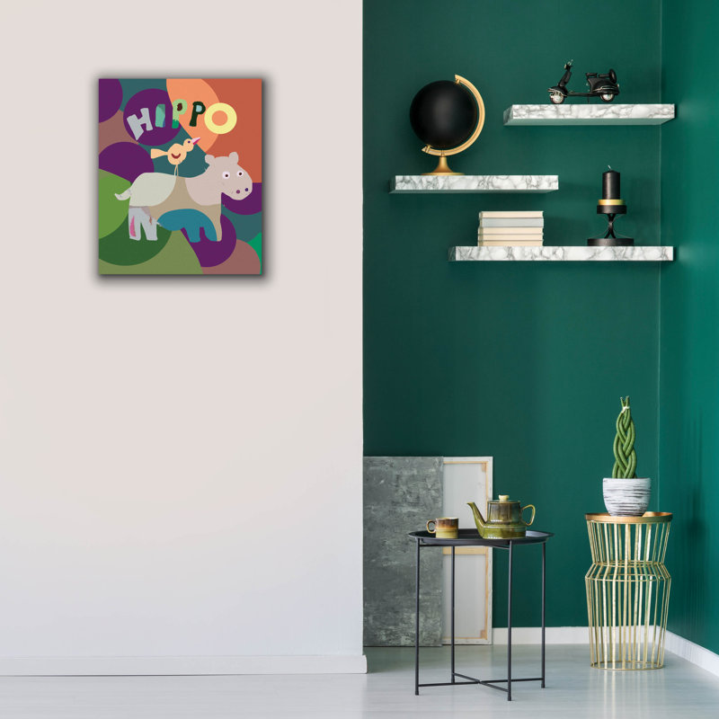 «Hippo» par Holly McGee, art mural sur toile, H 24 po x l 20 po x P 0,75 po