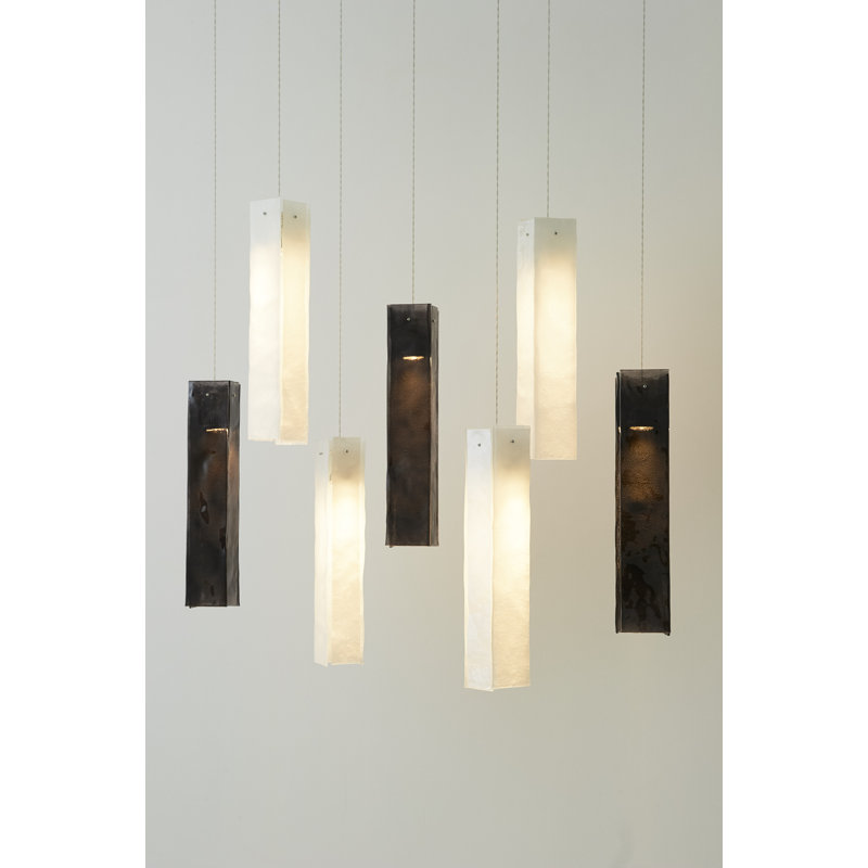 7 - Light LED Pendant, White/Black, 12
