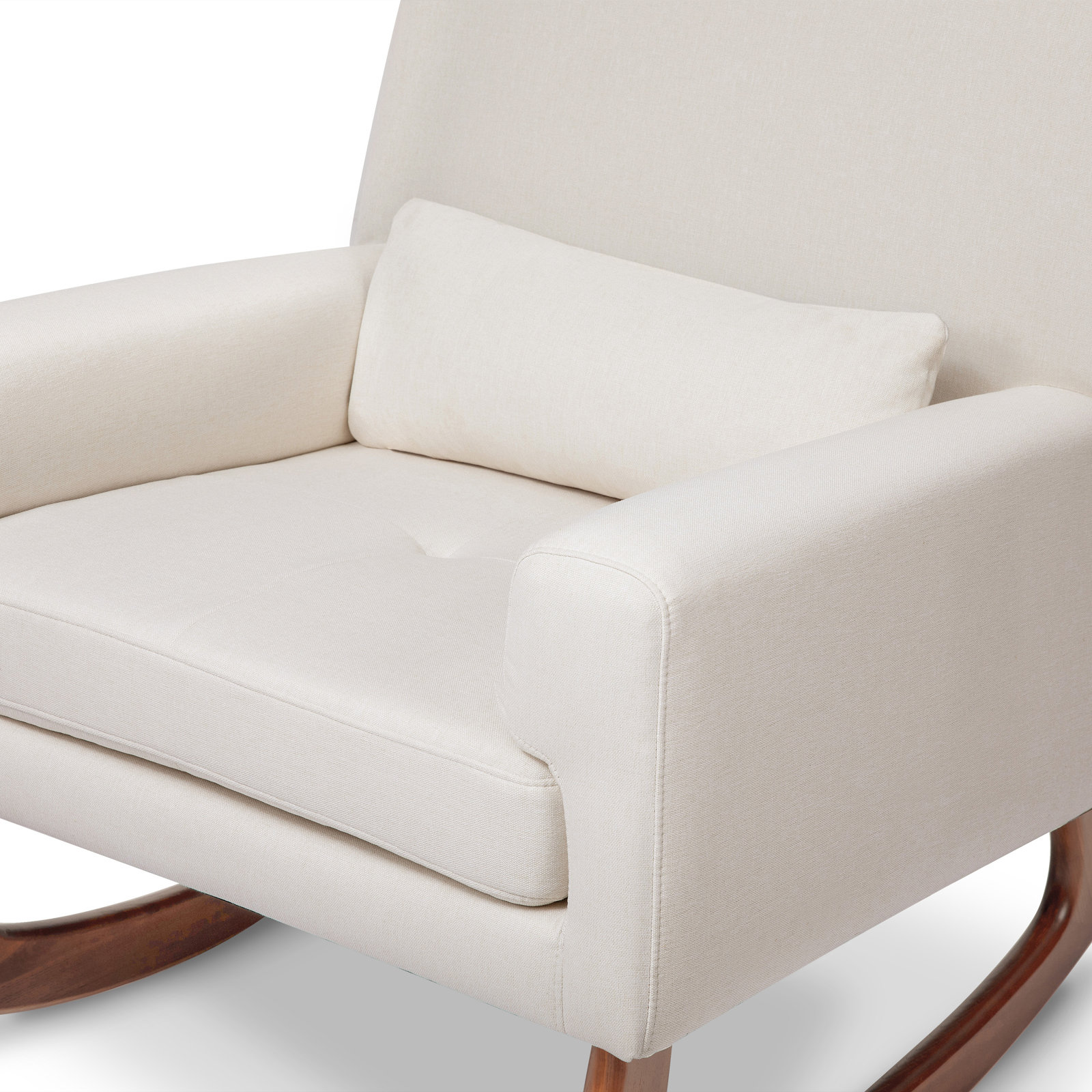 Sleepytime Rocking Chair, Walnut, White Polyester