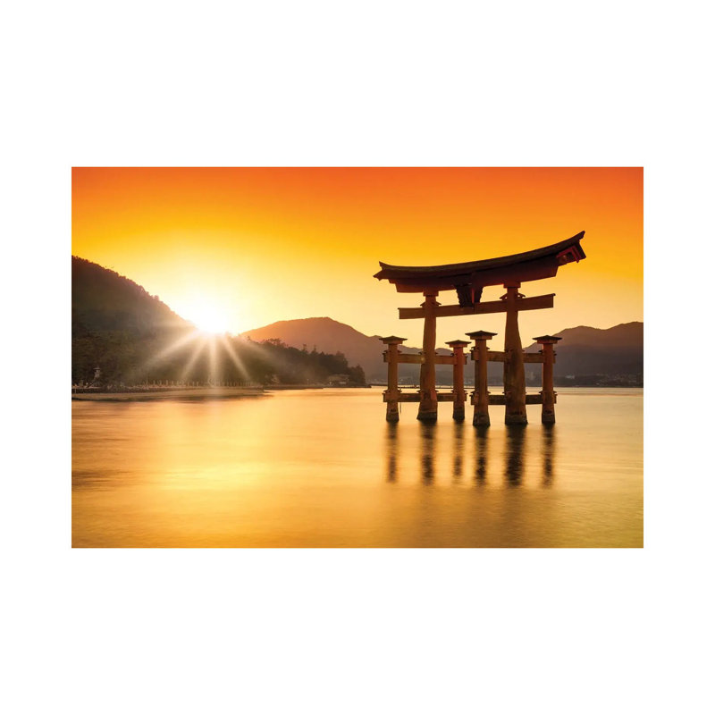Torii Gate At Sunset, Miyajima Island, Japan by Jan Becke - Wrapped Canvas Print, 20.32 cm H x 30.48 cm W