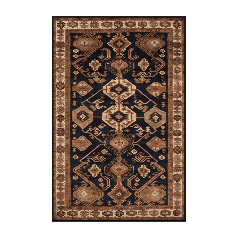 Tapis brun turc lavable à la machine, Rectangulaire 2 pi x 3 pi