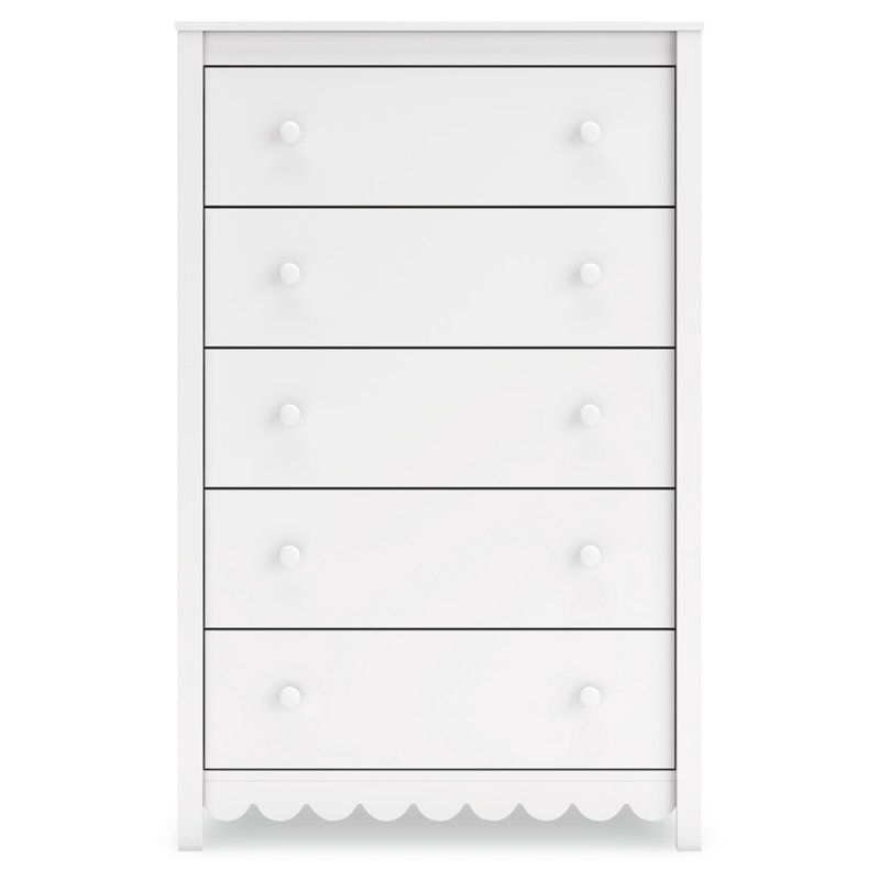 White Matte 5-Drawer Transitional Tall Dresser