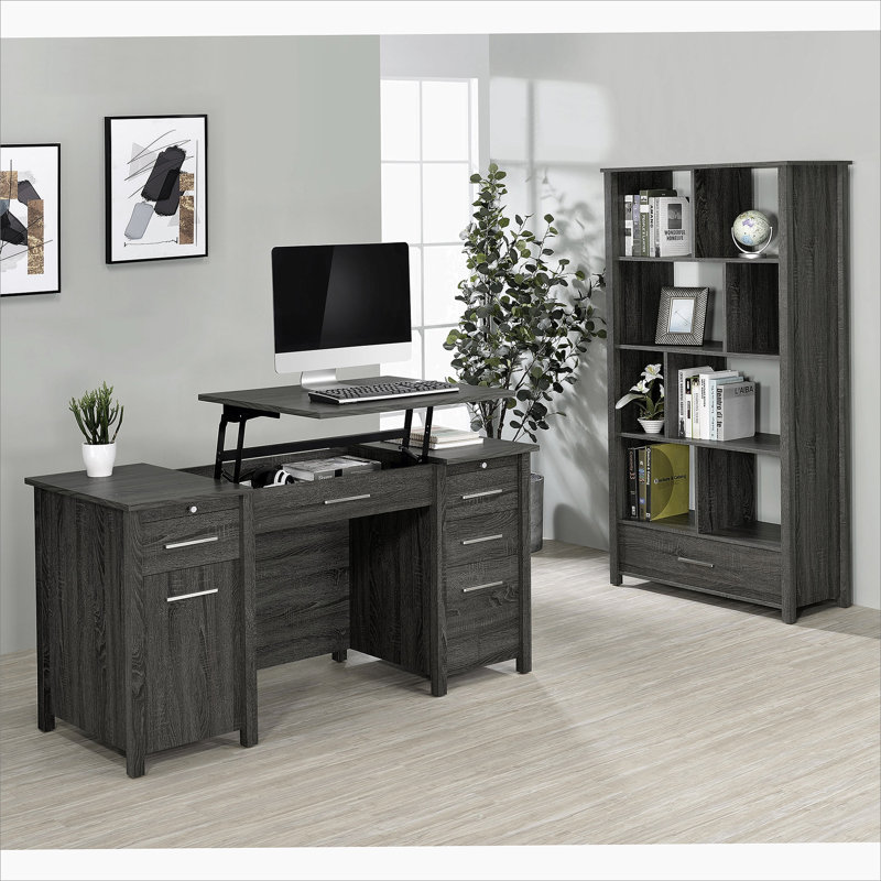 Dylan Weathered Grey 4-shelf Storage Bookshelf, Gray