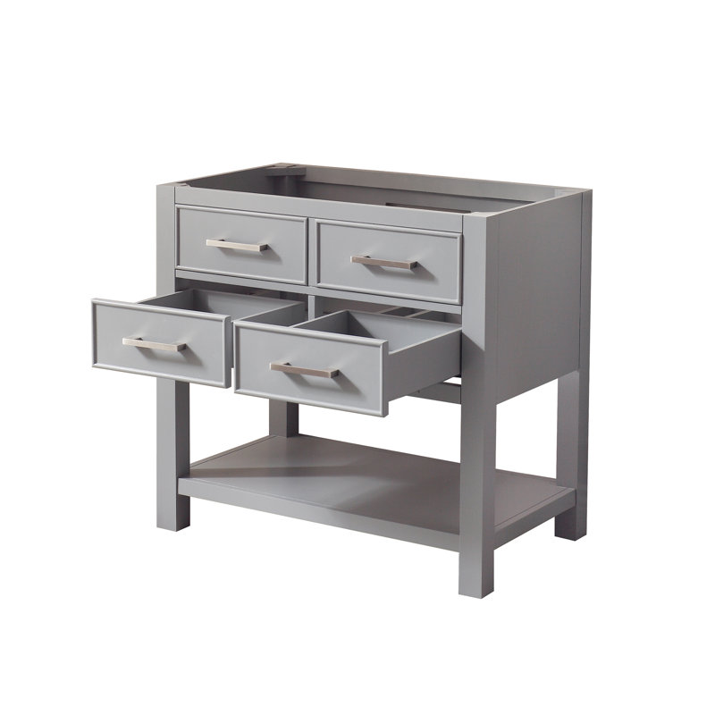 Brooks 36'' W Single Vanity, White, White Engineered Stone
