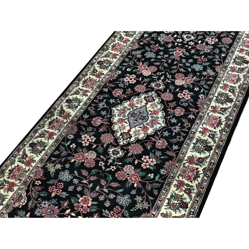 Hand-Knotted High-Quality Black Runner