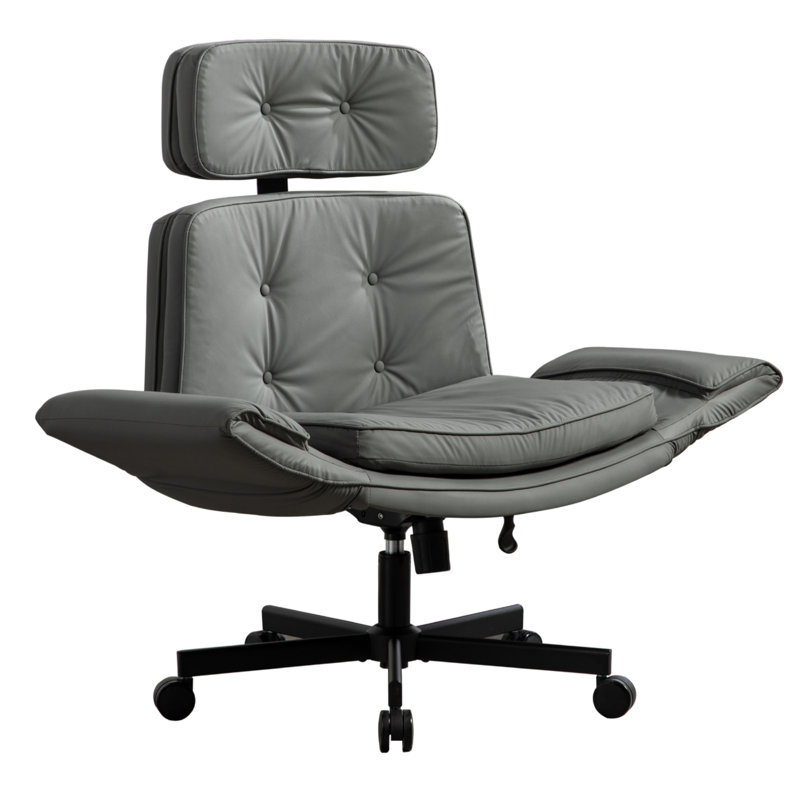 Cross-legged  Swivel Task Chair With Adjustable Armrests, Gray