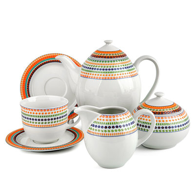 Thun 1794 a.s. 40.58 fl. oz. Stovetop Safe Porcelain China Geometric Teapot Set Teapot For