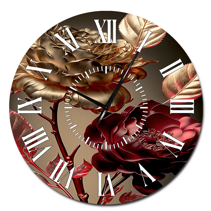 Horloge murale Vintage Glam Rose VI, Surdimensionné