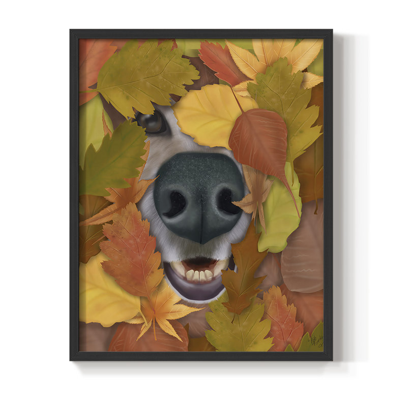 Sniffing Out Autumn Framed Print - Solid Wood, Black Single Picture Framed, 20" H x 16" W