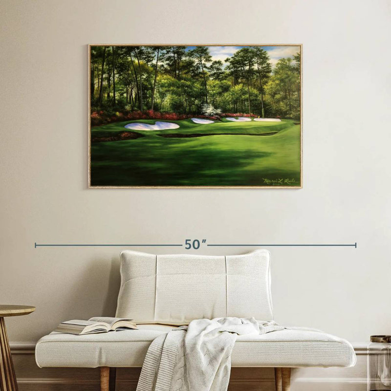 Augusta National 13th Hole I, Cadre flottant en bois naturel, 40 po x 27 po