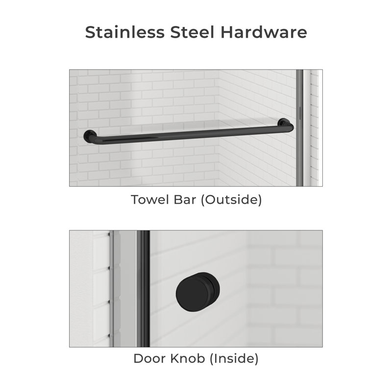 Matte Black Semi-Frameless Sliding Shower Door with Clear Glass