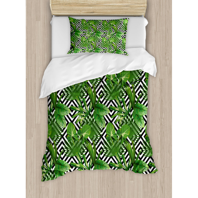 Modern & Contemporary Floral Duvet Cover, Twin